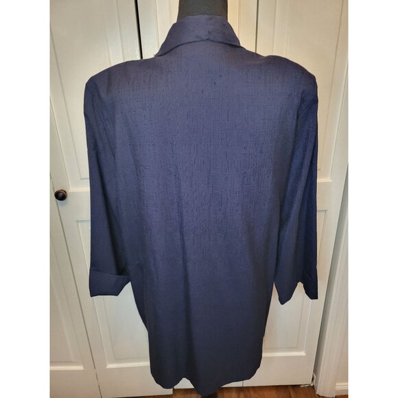 Vintage 80s Navy Oversized Single Button Blazer Alice Stuart XL Preppy Nautical - Picture 2 of 9